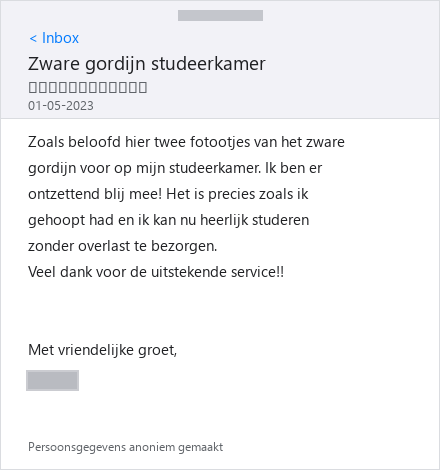 Geanonimiseerde klantreview SoundKiller