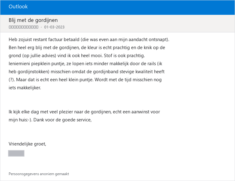 Geanonimiseerde klantreview SoundKiller